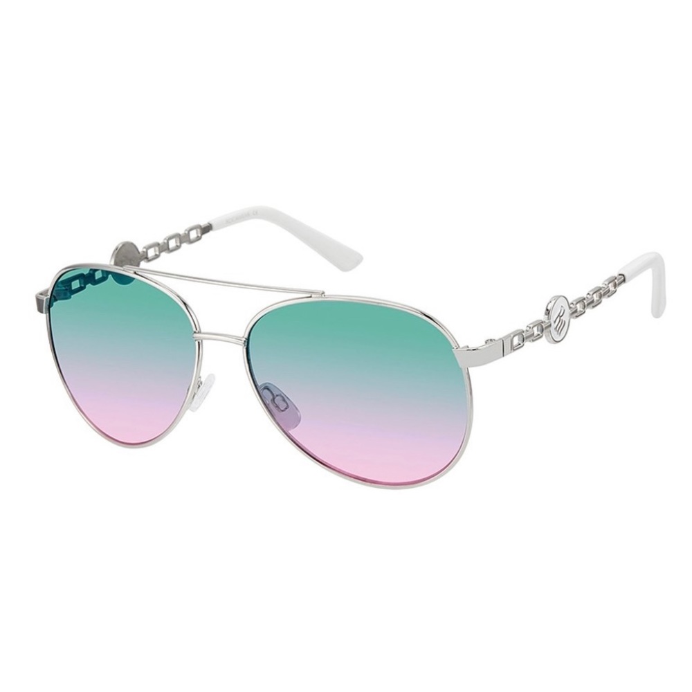 Rocawear Silver & Green Vented Logo Aviator Sunglasses